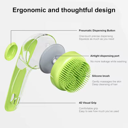 Pet Bath Brush with Shampoo Dispenser