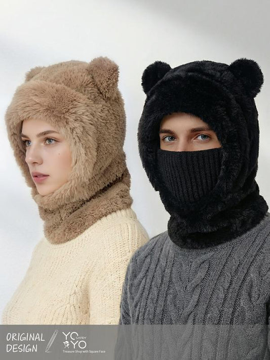 Cozy Bear-Ear Windproof Winter Hood